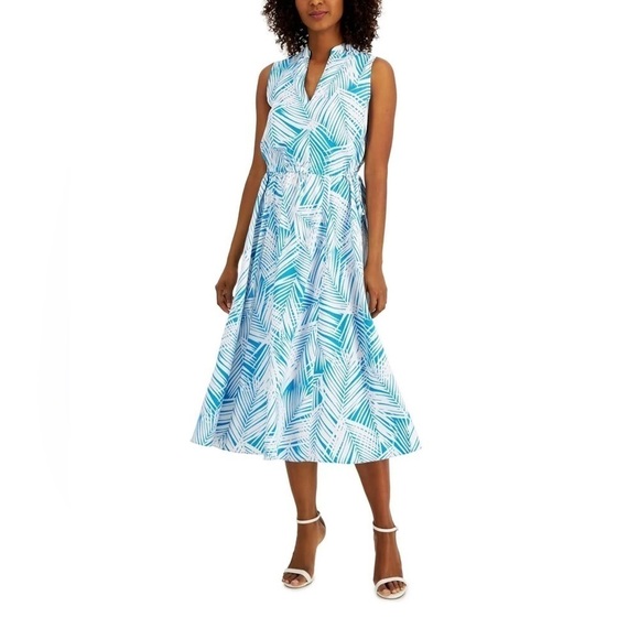 NWOT Anne Klein Printed Drawstring Midi Dress Size 2X - Picture 1 of 5